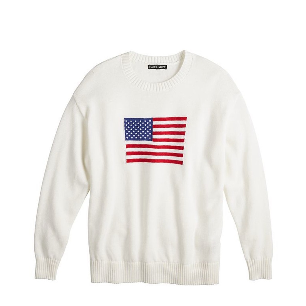 White Sweater with American Flag Design